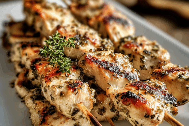 Grilled Ranch Garlic Parmesan Chicken Skewers
