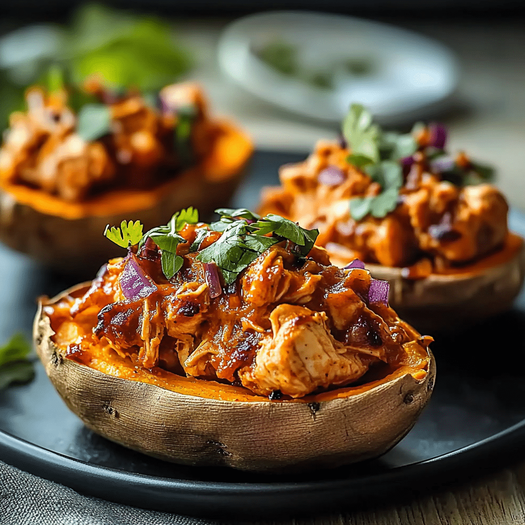 BBQ Chicken Stuffed Sweet Potatoes